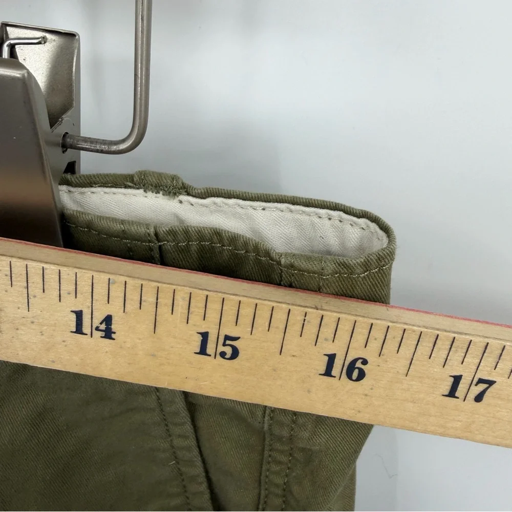 Polo Ralph Lauren zip-fly‎ cropped cotton wide-leg chino olive green sz 10
